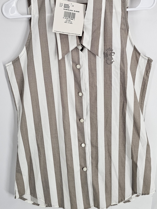 Marithe + Francois Girbaud Tops - Marithe + Francois Girbaud Sleeveless Blouse Striped Cotton Blouse in White &